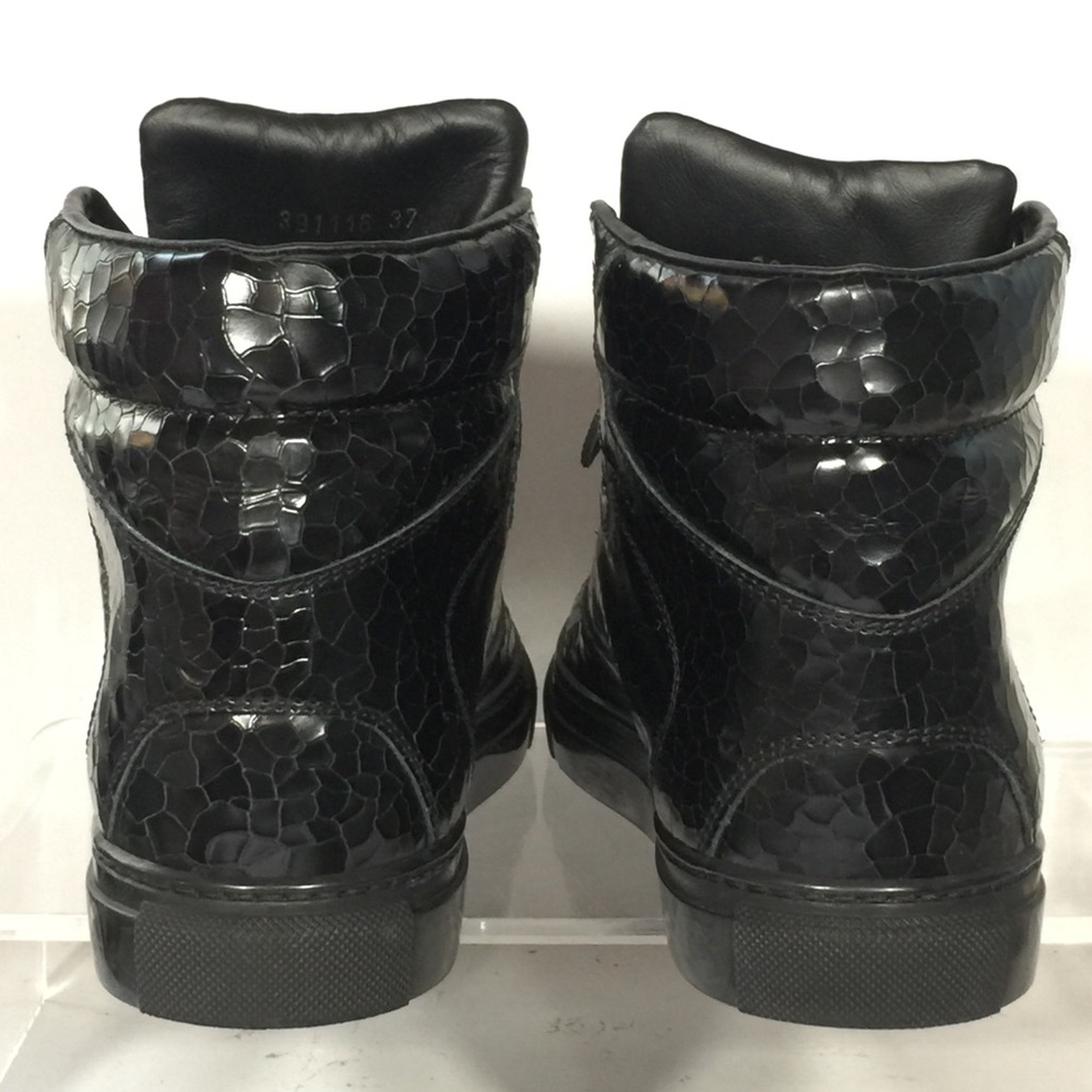 Balenciaga Craquelé High Top Patent Leather Sneakers 37 6.5 Crackled Designer - Picture 4 of 8